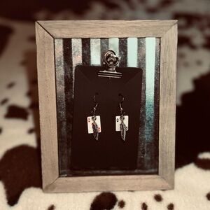 Playing Card Dangle Earrings - Black and Red